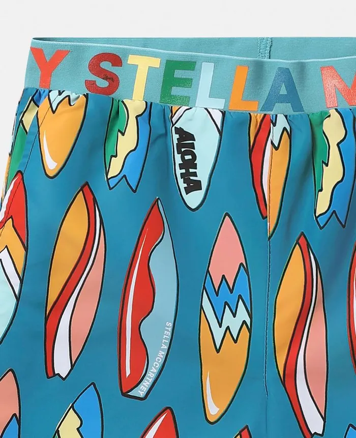 Kids Pants and Shorts Stella McCartney Surfboard Print Swimming Trunks Blue Multicolour