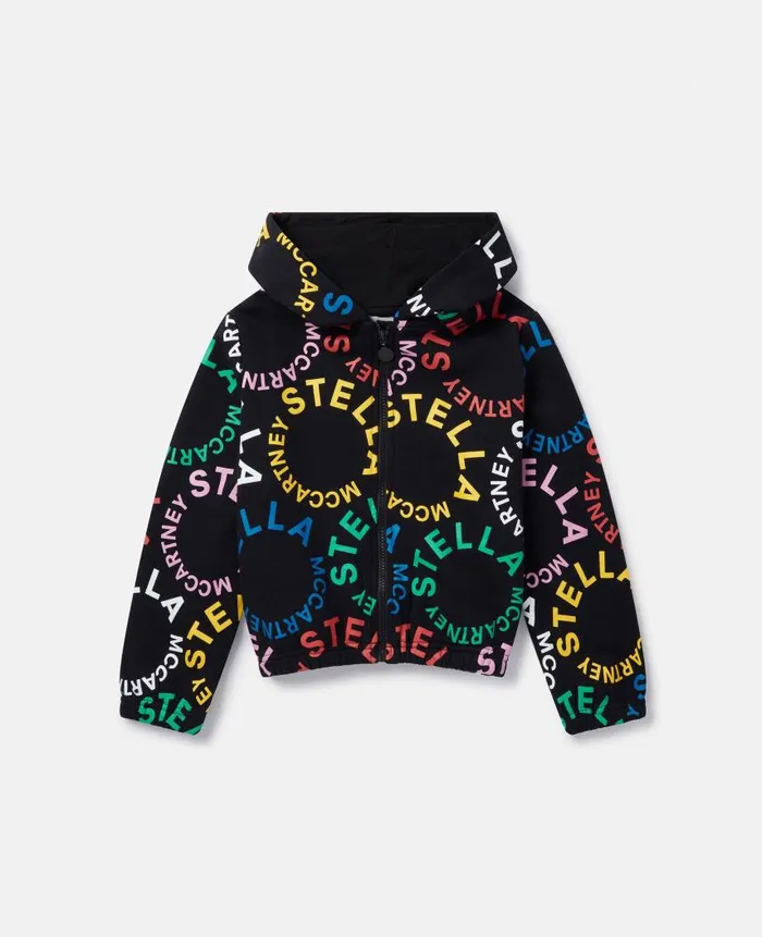 Kids Sweaters and Cardigans Stella McCartney Circular Logo Cropped Hoodie Black Multicolour Kids Sweaters and Cardigans Stella McCartney Circular Logo Cropped Hoodie Black Multicolour