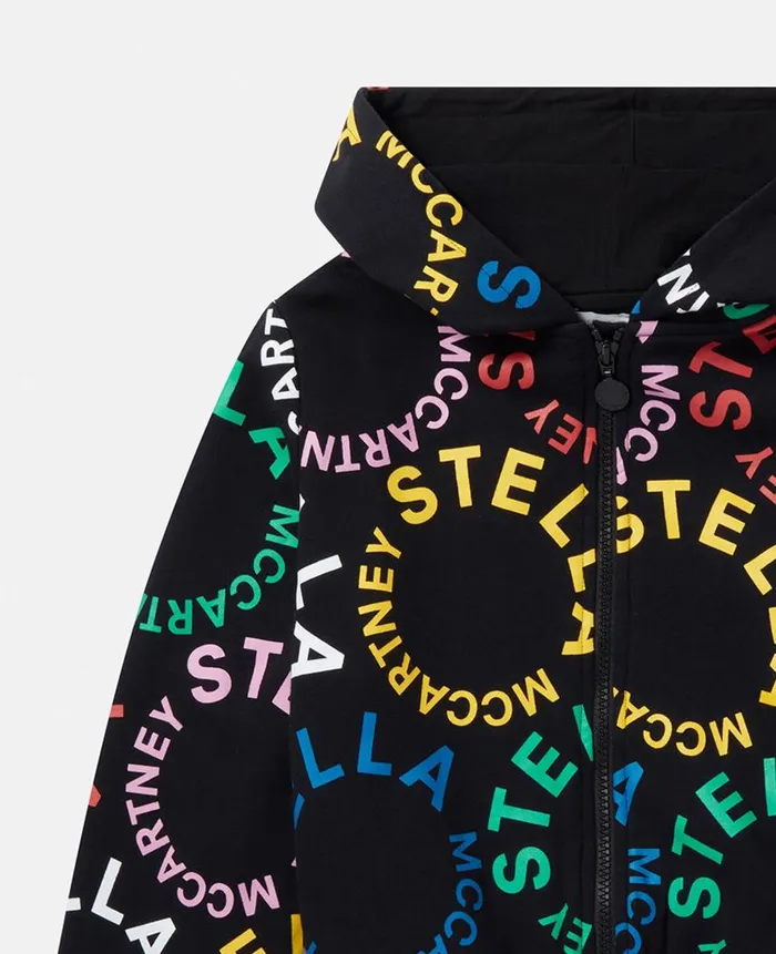 Kids Sweaters and Cardigans Stella McCartney Circular Logo Cropped Hoodie Black Multicolour