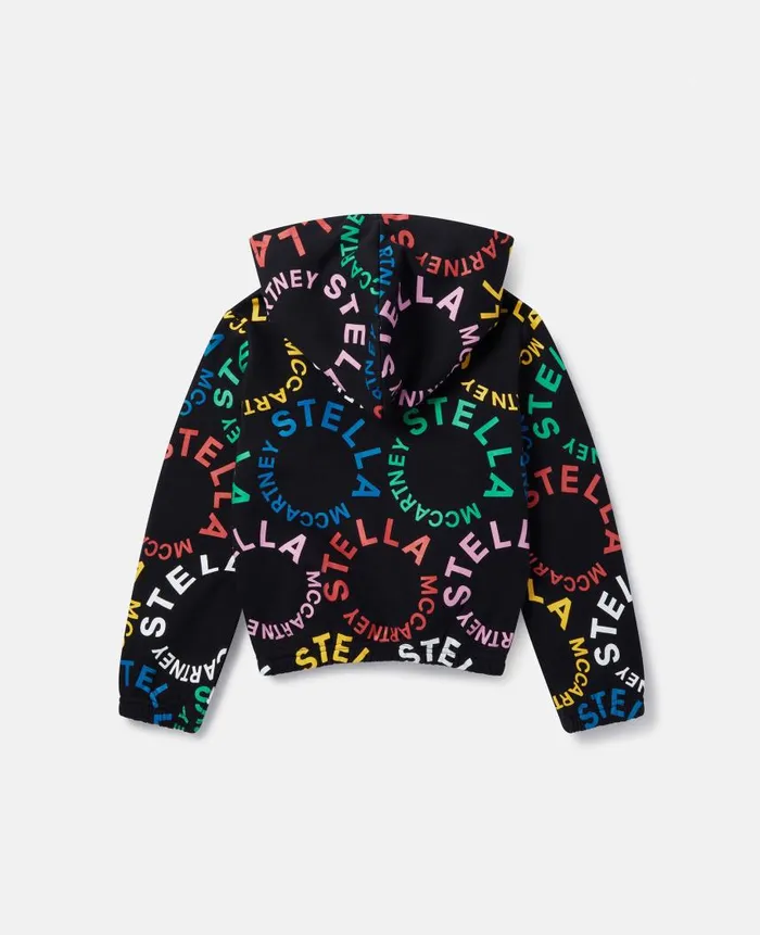 Kids Sweaters and Cardigans Stella McCartney Circular Logo Cropped Hoodie Black Multicolour