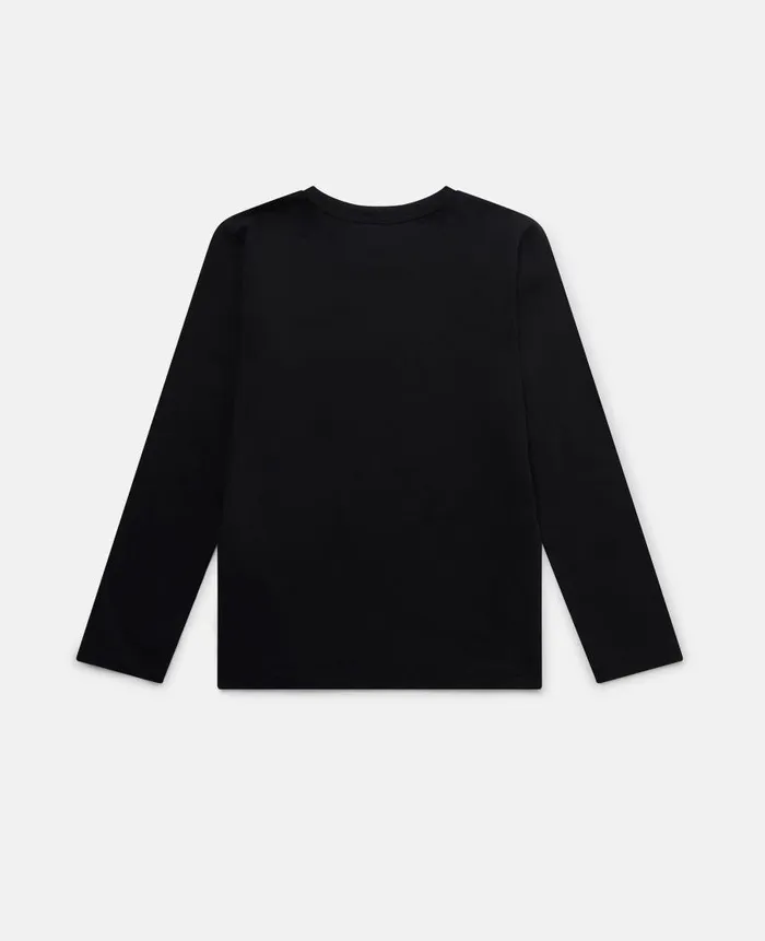 Kids Sweaters and Cardigans Stella McCartney Flower Embroidery Long Sleeve TShirt Black