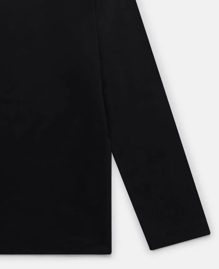 Kids Sweaters and Cardigans Stella McCartney Flower Embroidery Long Sleeve TShirt Black