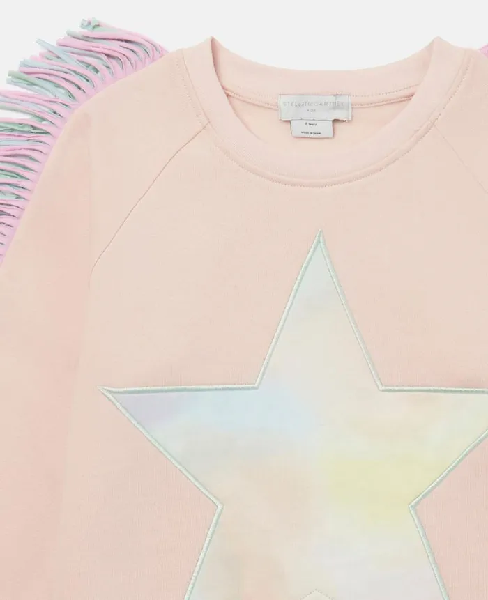Kids Sweaters and Cardigans Stella McCartney Fringed Star Sweatshirt Pink