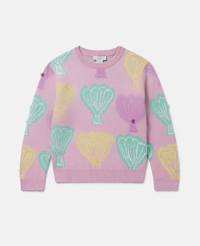 Kids Sweaters and Cardigans Stella McCartney Seashell Jacquard Knit Jumper Pink Kids Sweaters and Cardigans Stella McCartney Seashell Jacquard Knit Jumper Pink