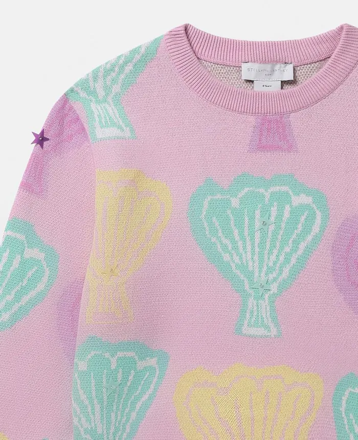 Kids Sweaters and Cardigans Stella McCartney Seashell Jacquard Knit Jumper Pink