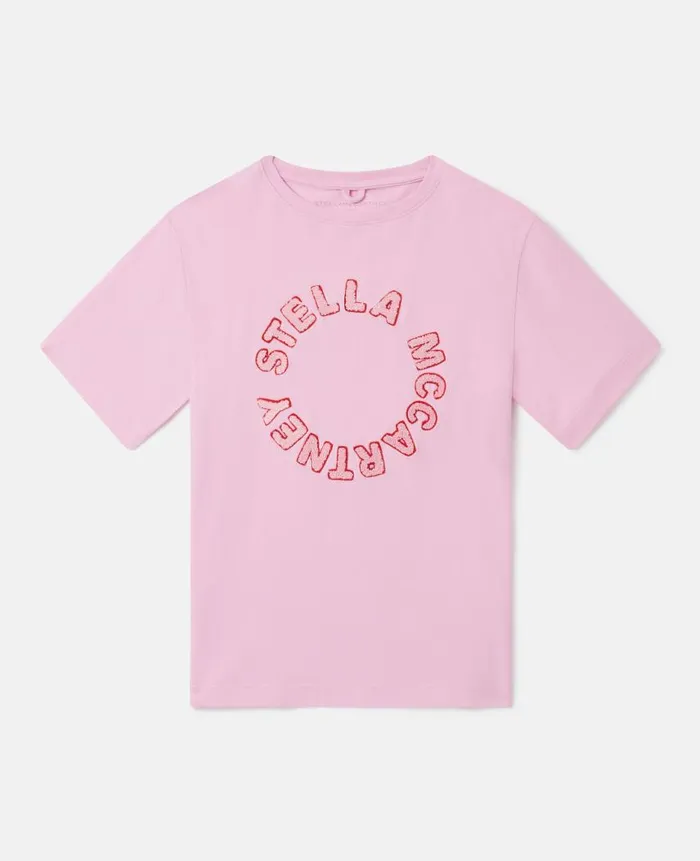 Kids TShirts And Tops Stella McCartney Medallion Logo TShirt Pink