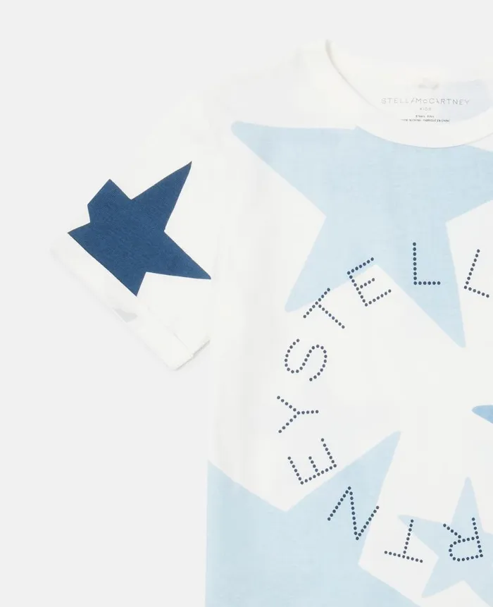 Kids TShirts And Tops Stella McCartney Stella Logo Star Print TShirt Blue