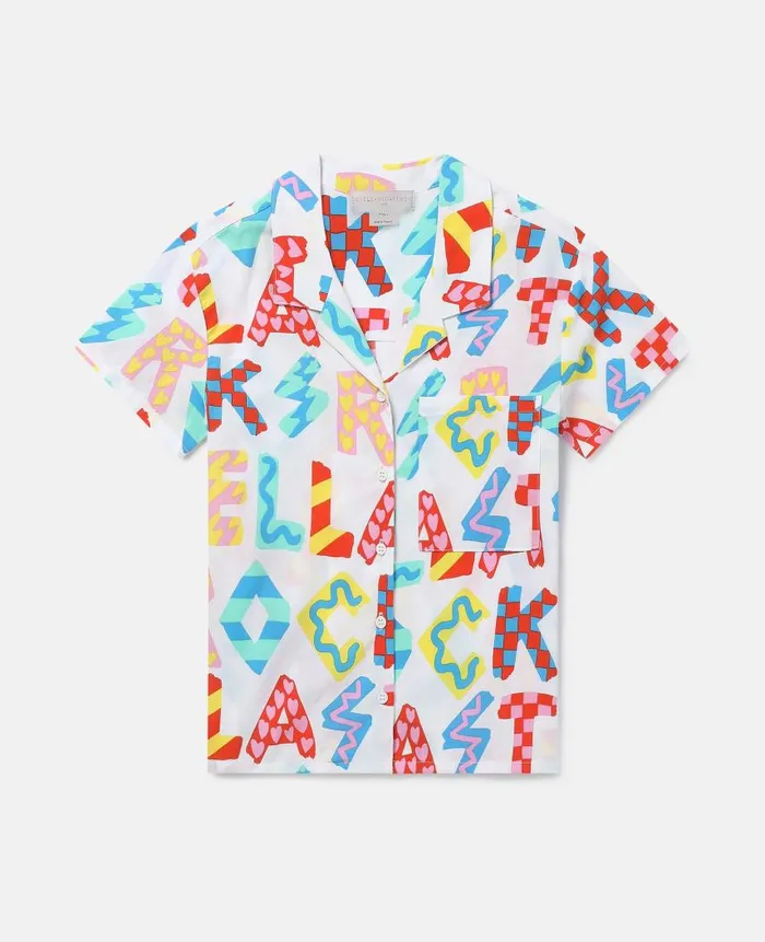 Kids TShirts And Tops Stella McCartney Stella Rocks Short Sleeve Shirt White Multicolour