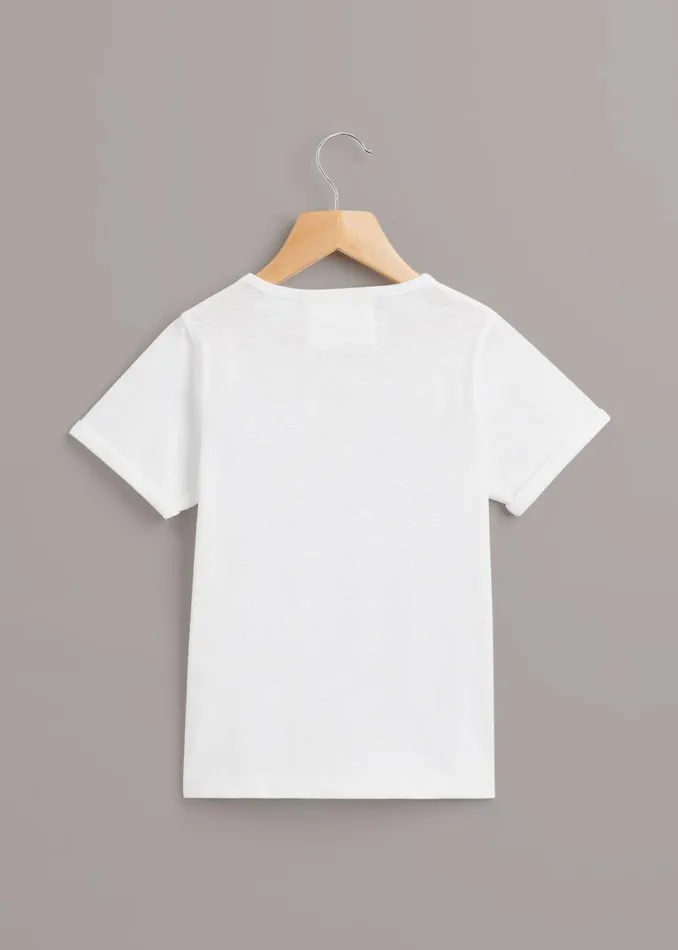 Kids Tops Whistles White Monster Embroidered T Shirt