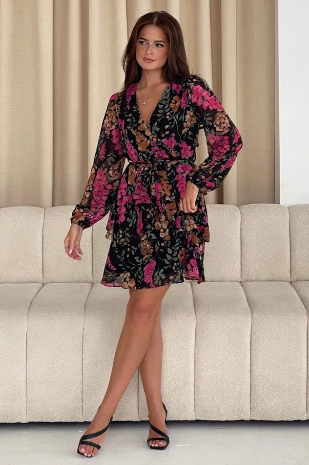 Kim Long Sleeve Tiered Mini Dress Women Girl In Mind Mini Dresses
