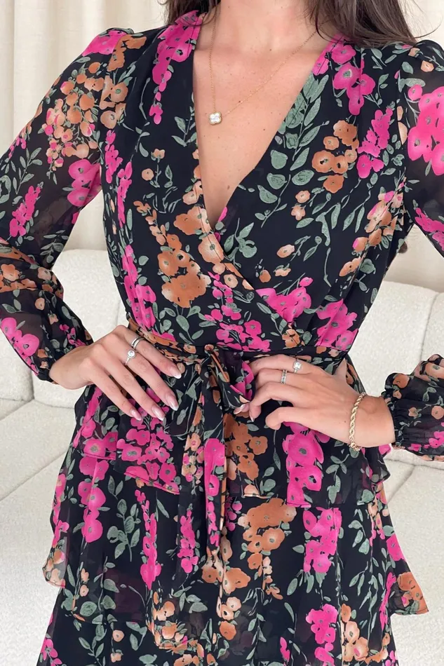 Kim Long Sleeve Tiered Mini Dress Women Girl In Mind Mini Dresses