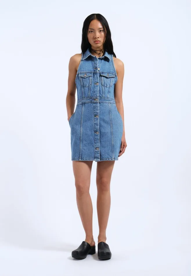 Kinsley Dress 8211 Stream Sky Retro Stream Sky Retro Women Dr Denim Skirts and Dresses