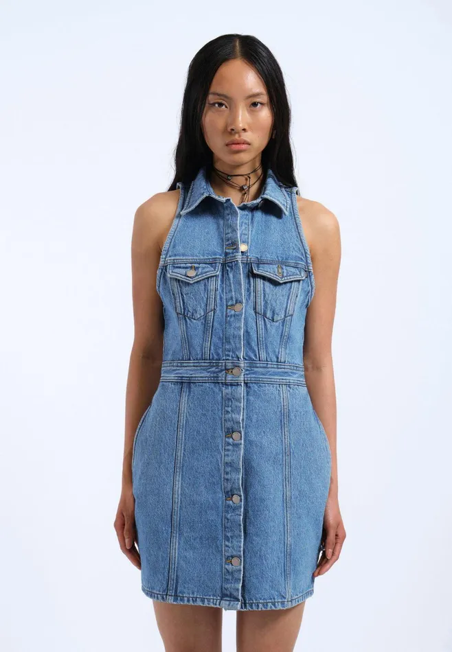 Kinsley Dress 8211 Stream Sky Retro Stream Sky Retro Women Dr Denim Skirts and Dresses
