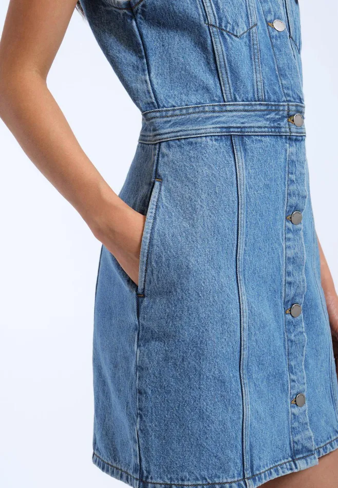 Kinsley Dress 8211 Stream Sky Retro Stream Sky Retro Women Dr Denim Skirts and Dresses