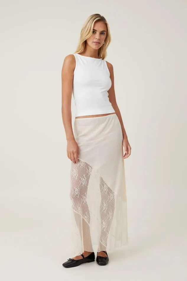 Lace Panel Maxi Skirt Coconut Women Cotton On Skirts
