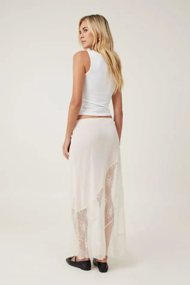 Lace Panel Maxi Skirt Coconut Women Cotton On Skirts