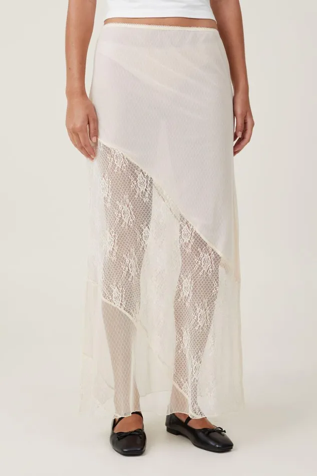 Lace Panel Maxi Skirt Coconut Women Cotton On Skirts