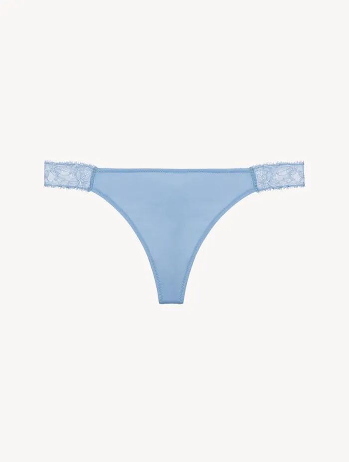 Lace Thong In Azure Lingerie La Perla G String and Thong