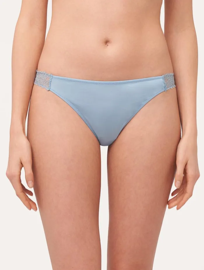 Lace Thong In Azure Lingerie La Perla G String and Thong