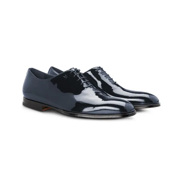 Lace Ups Men Moreschi Blue Patent Leather Oxford