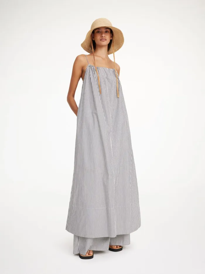 Lanney Organic Cotton Maxi Dress Navy Stripe Women By Malene Birger Dresses