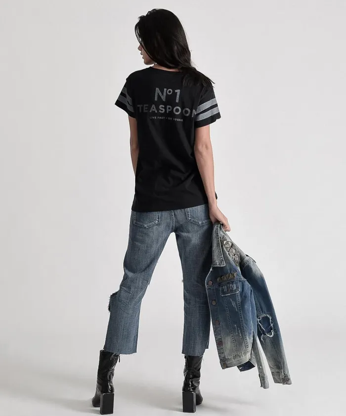 LE HUNT ONE TEE BLACK Women One Teaspoon Basic Tees LE HUNT ONE TEE BLACK Women One Teaspoon Basic Tees