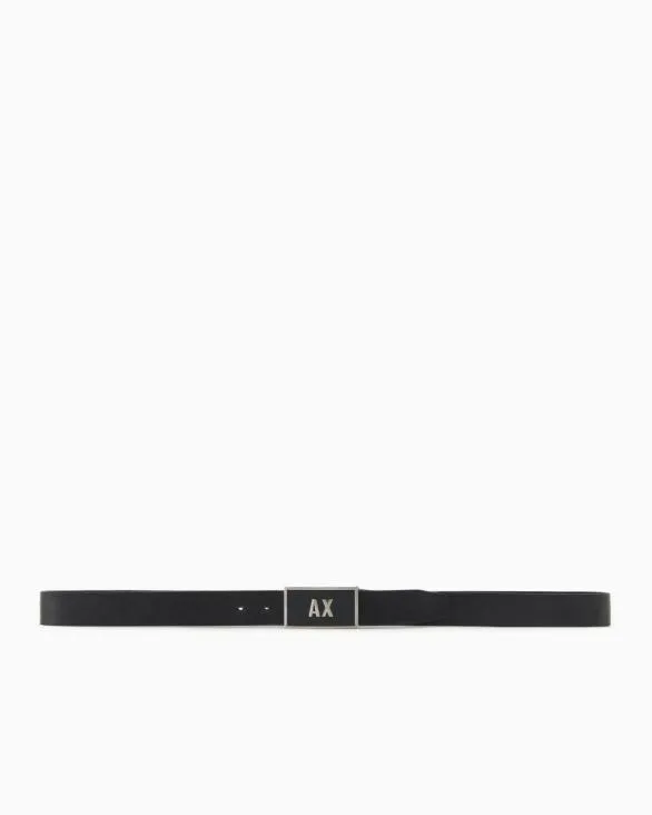 Leather Belt Set With Two Prongs Black Men Armani Belts