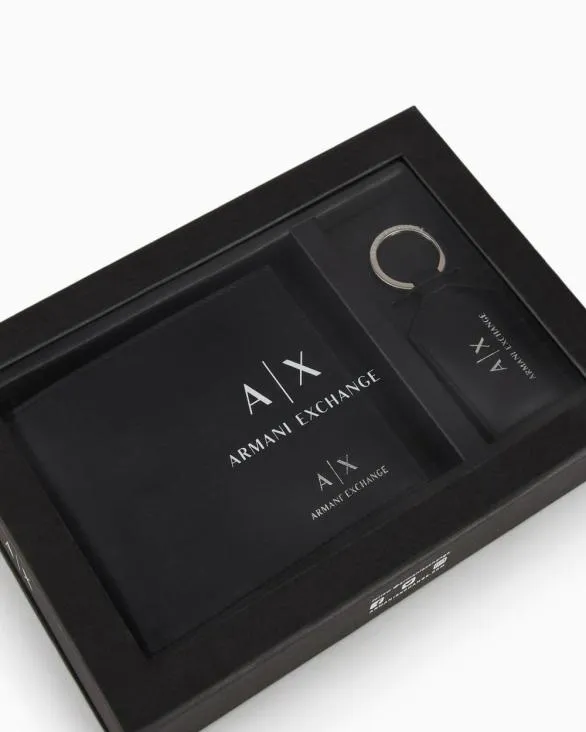 Leather Gift Set Black Men Armani Wallets And Small Leather Goods