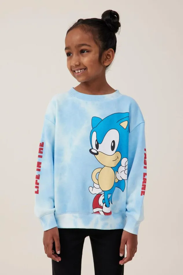 License Dusty Fleece Crew Neck Lcn Seg Sonic Life In The Fast Lanesky Haze Girls Cotton On Sweatshirts and Sweatpants