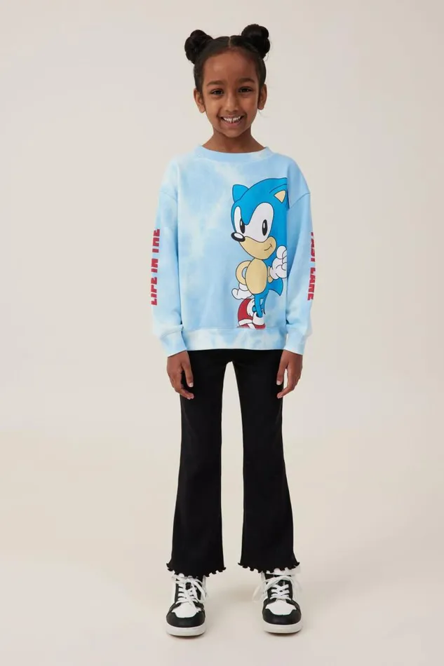 License Dusty Fleece Crew Neck Lcn Seg Sonic Life In The Fast Lanesky Haze Girls Cotton On Sweatshirts and Sweatpants