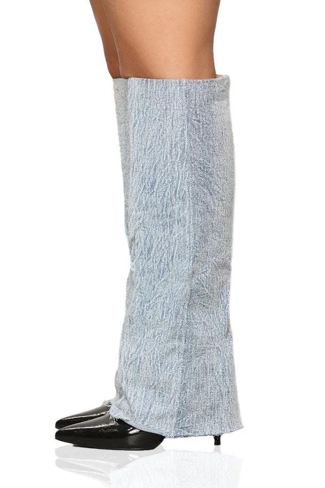 Lilly039s Kloset Boots Women Denim Layered Pointed Toe Boot Blue Multi FINAL SALE Lilly039s Kloset Boots Women Denim Layered Pointed Toe Boot Blue Multi FINAL SALE