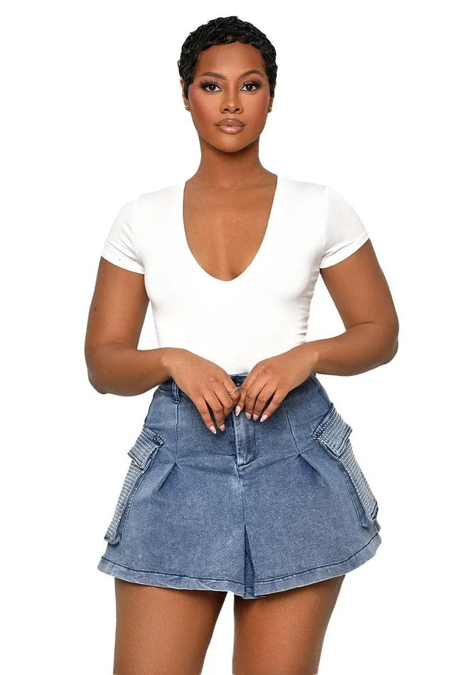 Lilly039s Kloset Denim Women Flare Denim Rhinestone Skirt Medium Wash FINAL SALE