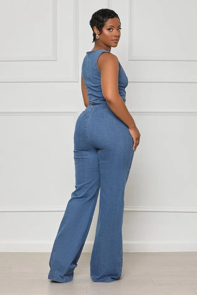 Lilly039s Kloset Denim Women So Groovy Denim Jumpsuit FINAL SALE