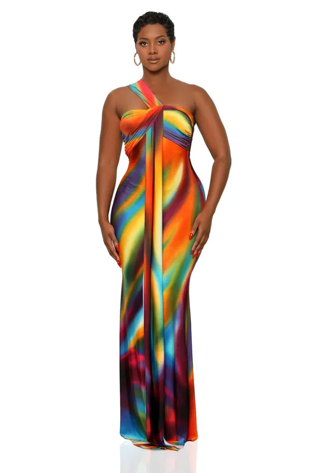Lilly039s Kloset Dresses Women Warm Horizons One Shoulder Maxi Dress