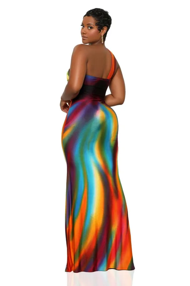 Lilly039s Kloset Dresses Women Warm Horizons One Shoulder Maxi Dress