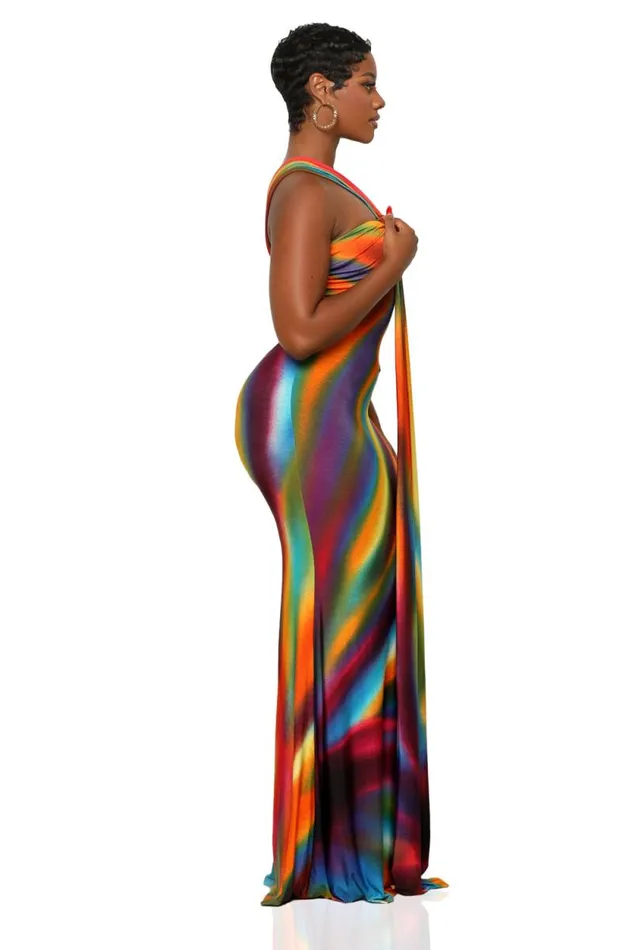 Lilly039s Kloset Dresses Women Warm Horizons One Shoulder Maxi Dress