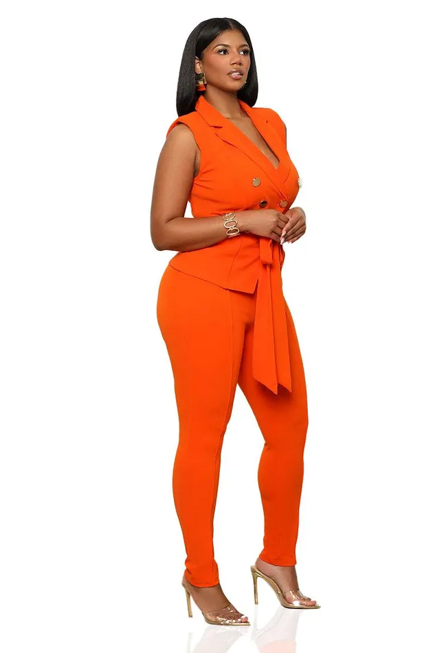 Lilly039s Kloset Sets Women Business Girl Pants Set OrangeFINAL SALE