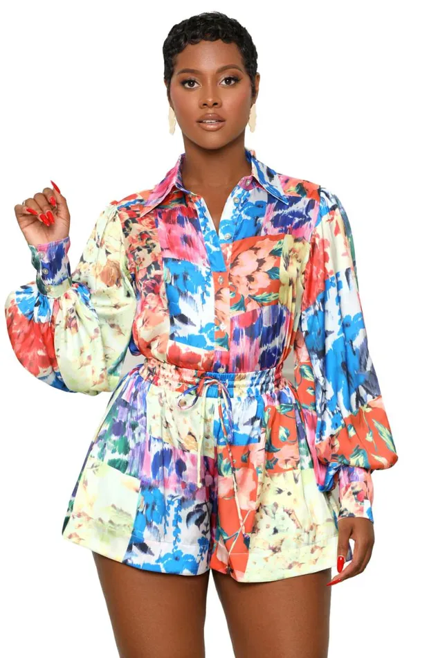 Lilly039s Kloset Sets Women Havana Multi Floral Short SetFINAL SALE