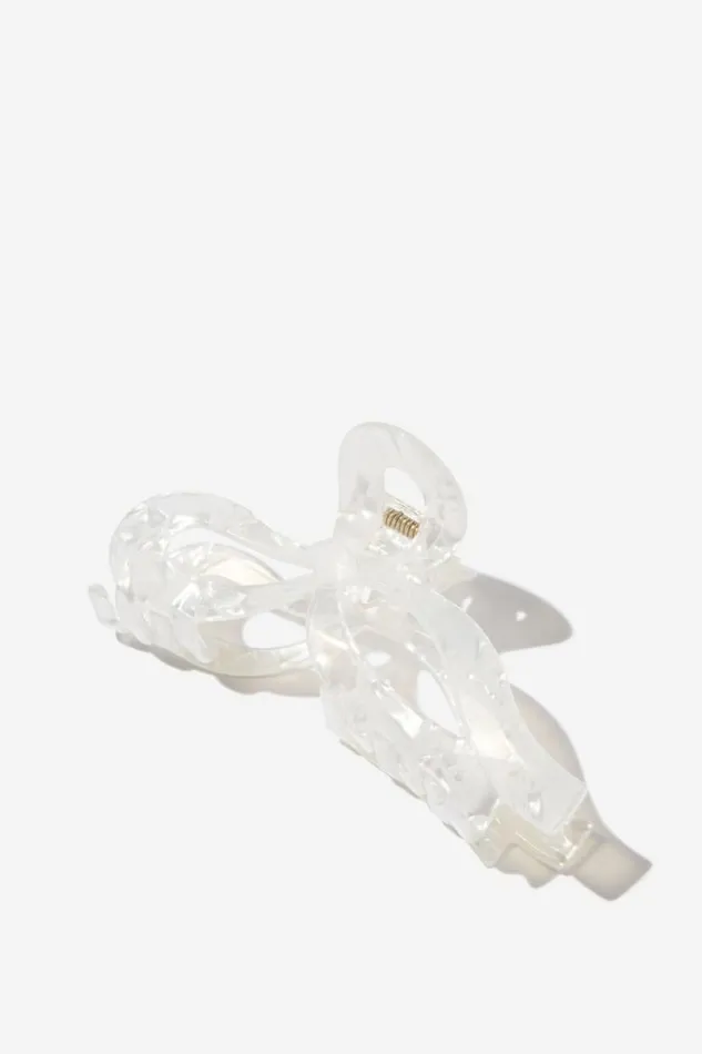Lily Hair Claw Bright White Marble Bow Women Cotton On Hair Accessories