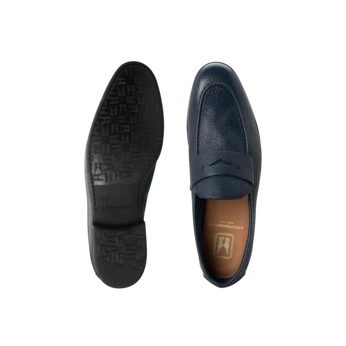 Loafers Men Moreschi Navy Blue Leather Loafer
