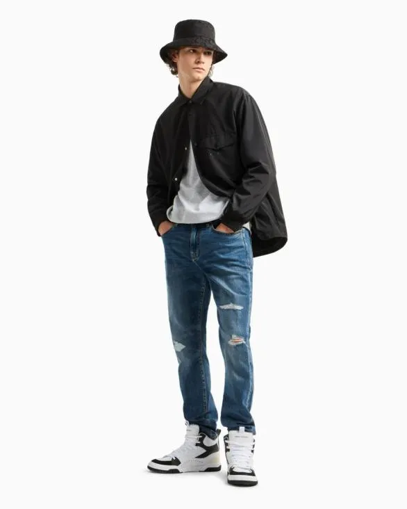 Logo Signature Crewneck Sweatshirt Grey Men Armani Sweatshirts
