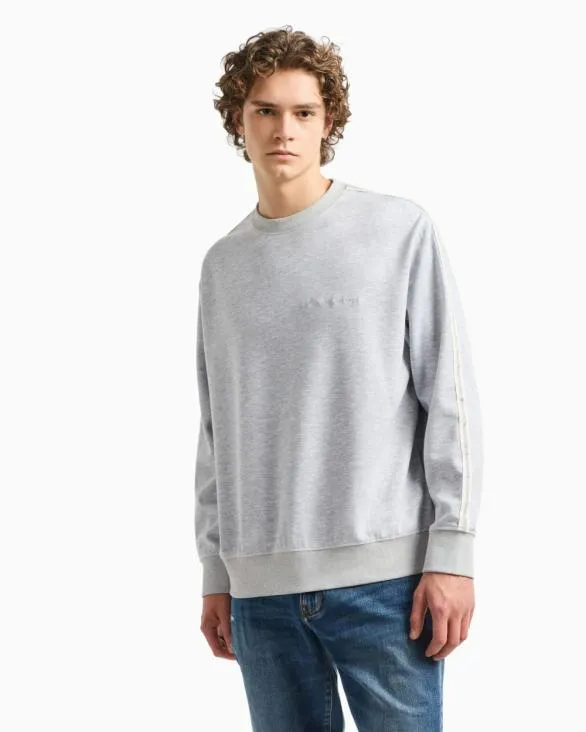 Logo Signature Crewneck Sweatshirt Grey Men Armani Sweatshirts