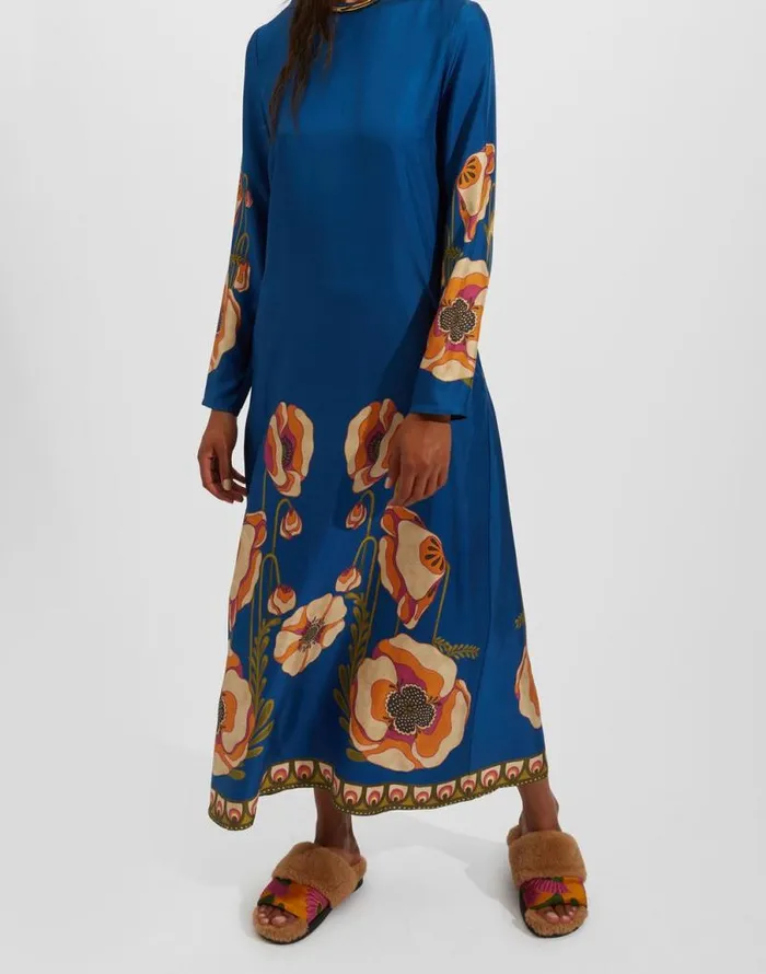 Long Sleeve Swing Dress Place Poppies Blue Place Women La Double J Dresses Long Sleeve Swing Dress Place Poppies Blue Place Women La Double J Dresses