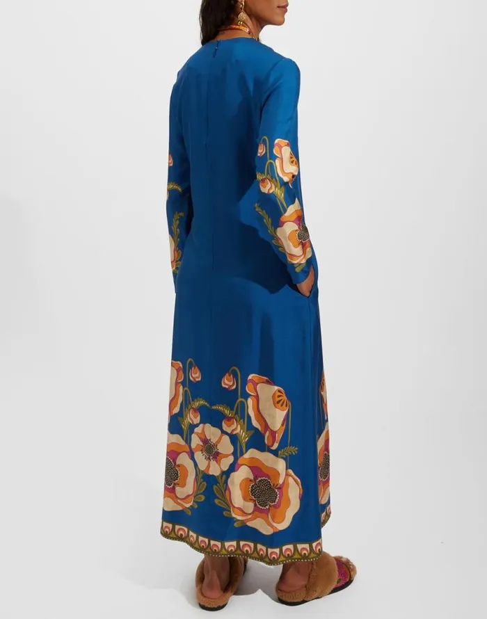 Long Sleeve Swing Dress Place Poppies Blue Place Women La Double J Dresses Long Sleeve Swing Dress Place Poppies Blue Place Women La Double J Dresses