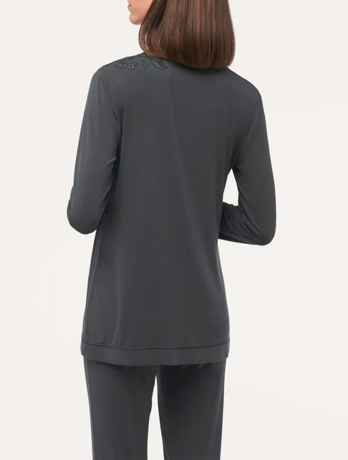 Longsleeved Top In Charcoal Grey Modal Sleepwear La Perla Camisoles