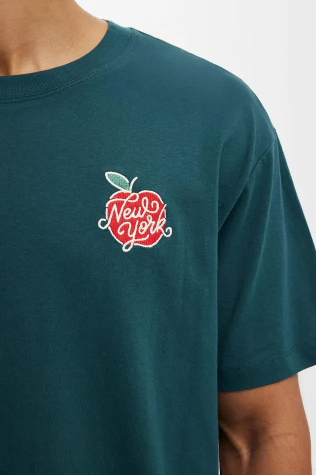 Loose Fit Art TShirt Deep Sea Tealny Big Apple Men Cotton On Tees and Tanks Loose Fit Art TShirt Deep Sea Tealny Big Apple Men Cotton On Tees and Tanks