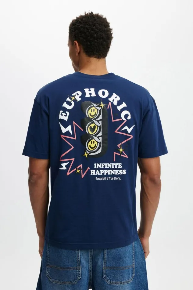 Loose Fit Art TShirt Indigo Euphoric Lights Men Cotton On Tees and Tanks Loose Fit Art TShirt Indigo Euphoric Lights Men Cotton On Tees and Tanks