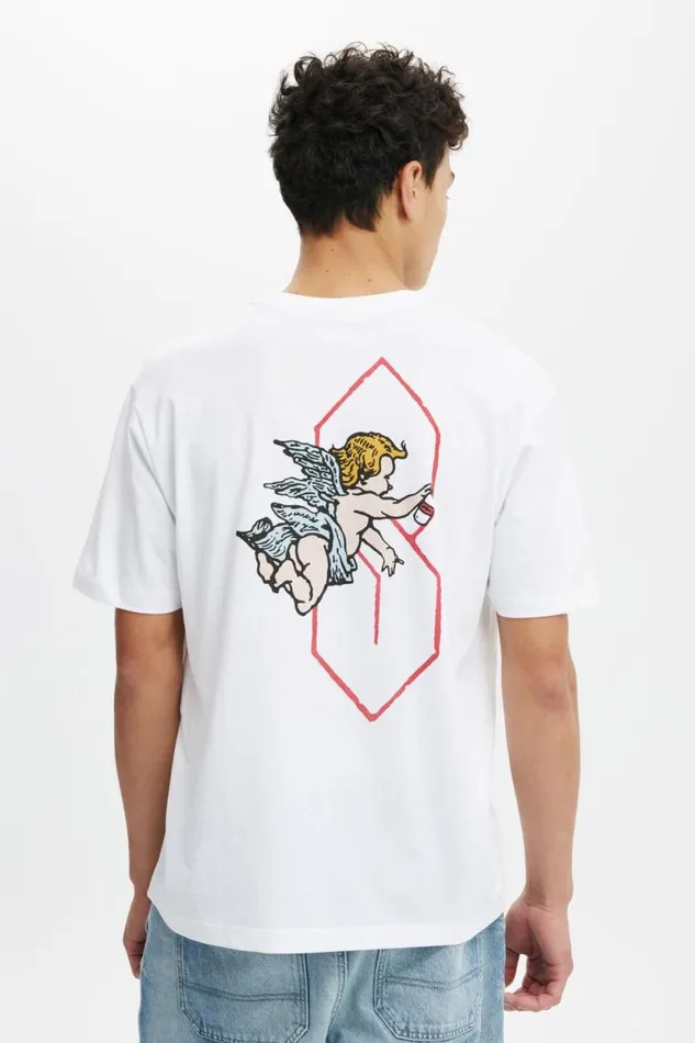 Loose Fit Art TShirt White Cherub Tag Men Cotton On Graphic TShirts Loose Fit Art TShirt White Cherub Tag Men Cotton On Graphic TShirts