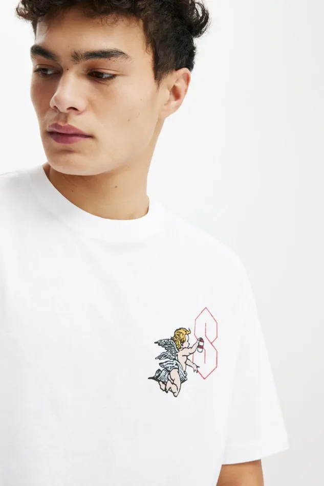 Loose Fit Art TShirt White Cherub Tag Men Cotton On Graphic TShirts Loose Fit Art TShirt White Cherub Tag Men Cotton On Graphic TShirts