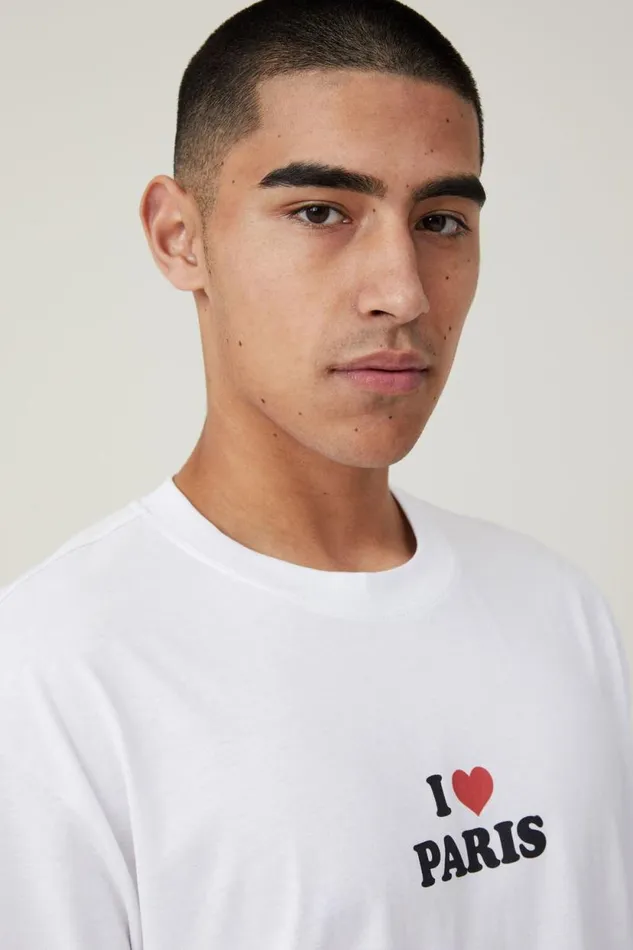 Loose Fit Art TShirt White I Love Paris Men Cotton On Tees and Tanks Loose Fit Art TShirt White I Love Paris Men Cotton On Tees and Tanks